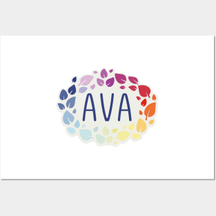 Ava name with colorful leaves Posters and Art